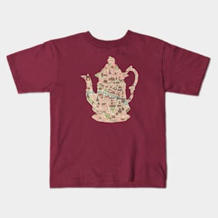 French Teapot cut from 1911 Tourist Map of Paris Kids T-Shirt